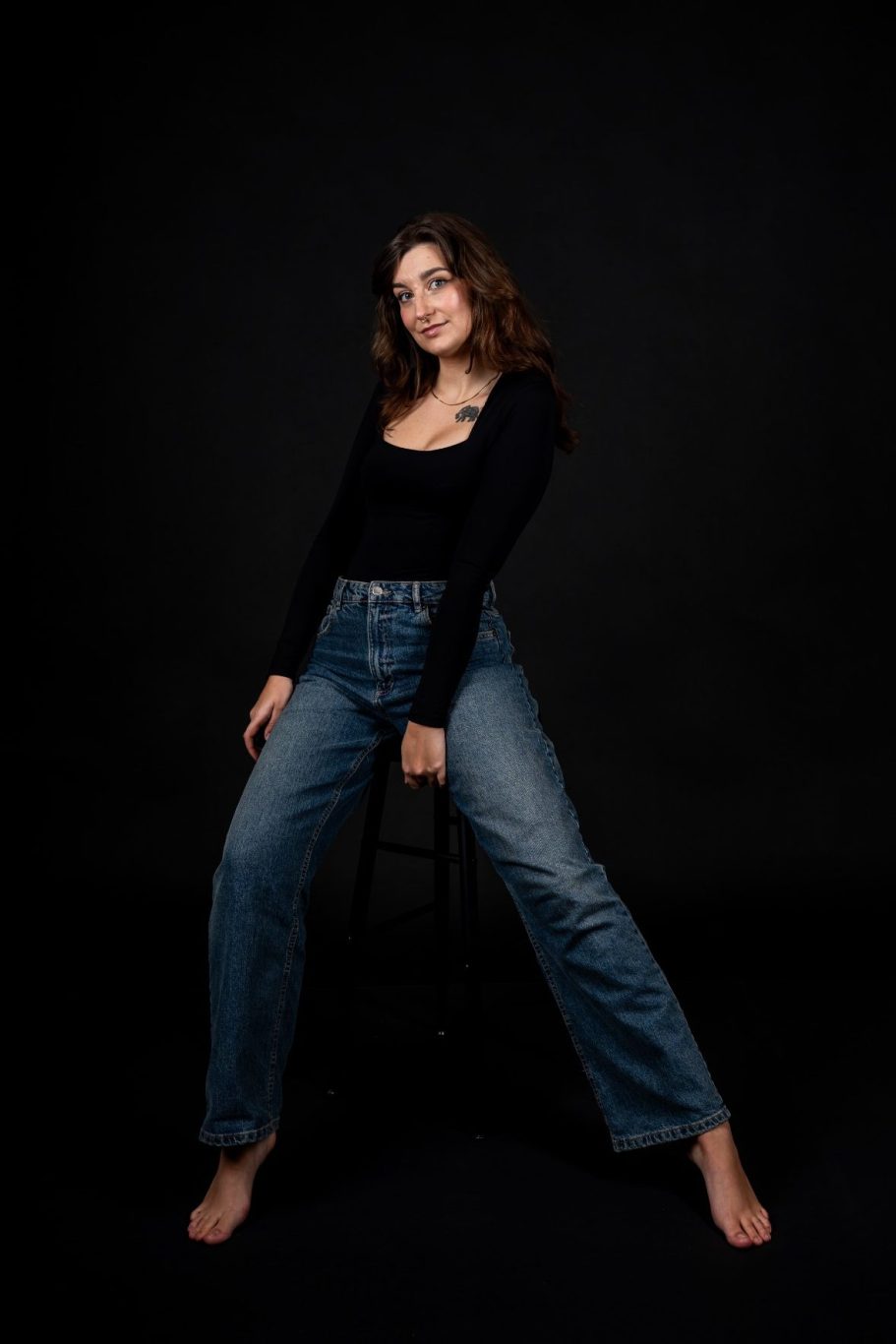 Frau bei einem Self-Porträt Fotoshooting im AuraMirror Fotostudio in Leipzig